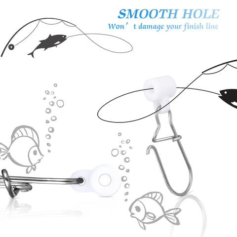 White Sinker Slides With Duo Lock Clips And Hooked Line Connectors 50 Pack Stainless Steel Fishing Sinker Sliders
