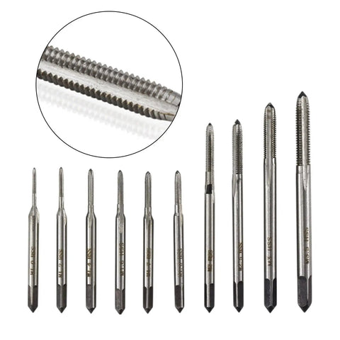 Machine Taps Set For DIYers And Pros, High Precision Threading Tools For Consistent Cuts In Metal, Versatile Workshop Tap Kit For Machining, Repair, And Fabrication Projects, 10-piece HSS set