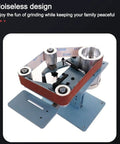Shop Grade Heavy Duty Electric Belt Sander With 1200W Brushless Motor And 915X50mm Wide Belt showing a close-up of the grinding mechanism and base.