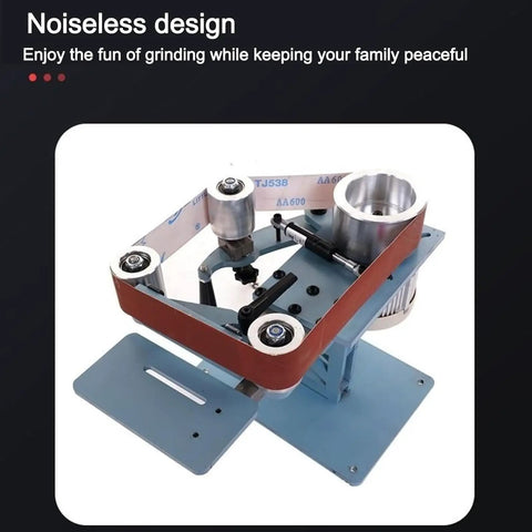 Shop Grade Heavy Duty Electric Belt Sander With 1200W Brushless Motor And 915X50mm Wide Belt showing a close-up of the grinding mechanism and base.