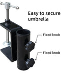 Heavy Duty Patio Umbrella Clamp Clip Steel Stand Holder Mount For Fence Posts Railings Bleachers And Tailgates Fits 1 To 1.5 Inch Poles