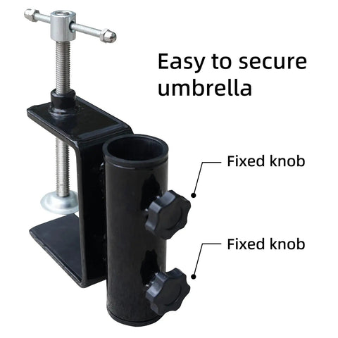 Heavy Duty Patio Umbrella Clamp Clip Steel Stand Holder Mount For Fence Posts Railings Bleachers And Tailgates Fits 1 To 1.5 Inch Poles