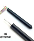 Slotted Paper Bead Roller Quilling Tools Set With Five Size Tips featuring size 2 tip, comfort grip wooden handle, stainless steel slot