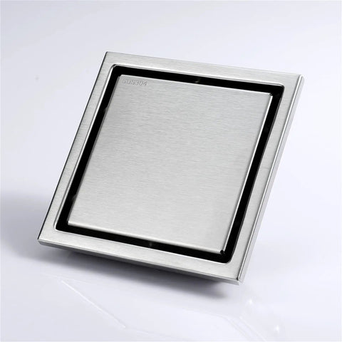 Ditch The Ugly Grate With This Hella Sleek Bathroom Tile Invisible Floor Drain, Brushed Stainless Steel Shower Square Cover.