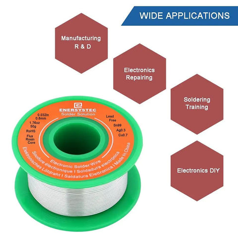 Lead Free Solder Wire With Rosin Core Flux 0.8mm Easy Flow Sn99 Ag0.3 Cu0.7 No Clean Electronics Soldering Wire spool