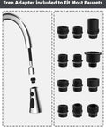 Three Function Pull Down Kitchen Faucet Head Replacement With 12 Adapters Chrome Finish For Moen Delta Kohler Sinks NSF ANSI CAN 61 CUPC Certified Sprayer