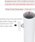 Adjustable Portable Foldable Beach Anchor Base showing center hole diameter of 3.5 cm for various umbrella poles.