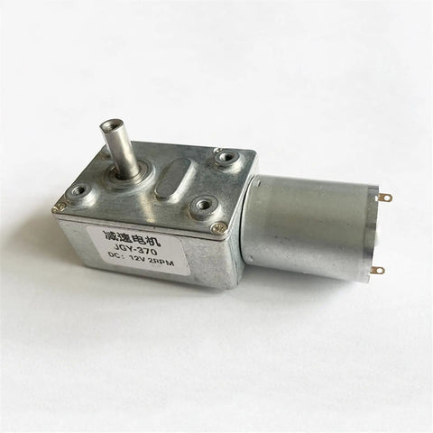 Hella Durable Metal Worm Gear Speed Reducer Motor 6V 12V 24V DC Reversible Plug And Play Operation Strong 30Kg Cm Torque image of motor with metal housing.