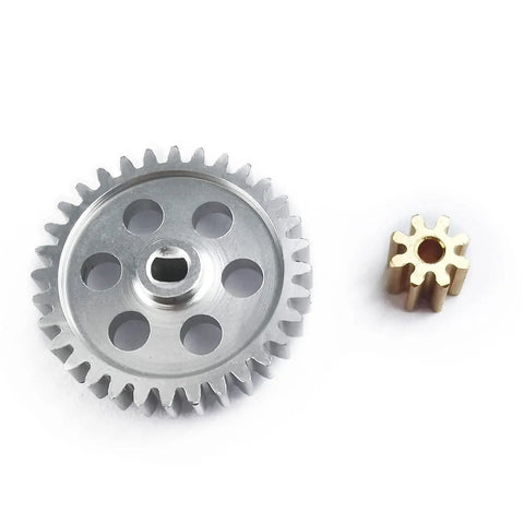 Beef Up 0.5M 32T Spur Gear And 8T Pinion Conversion Kit for 1/24 RC Crawler, CNC steel gears for Axial SCX24 upgrade