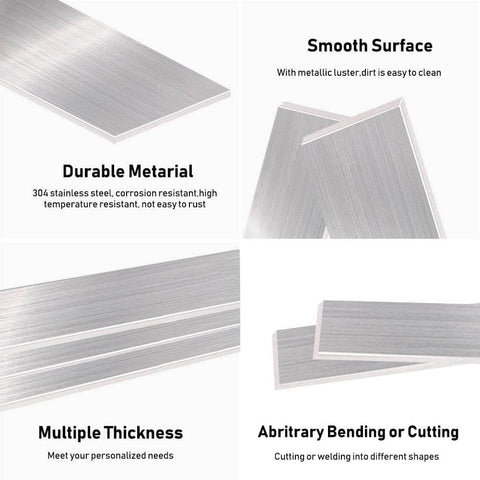304 Stainless Steel Flat Bar 20 Gauge 1 Inch By 10 Inch One Piece With Brushed Finish for crafting and metal fabrication.