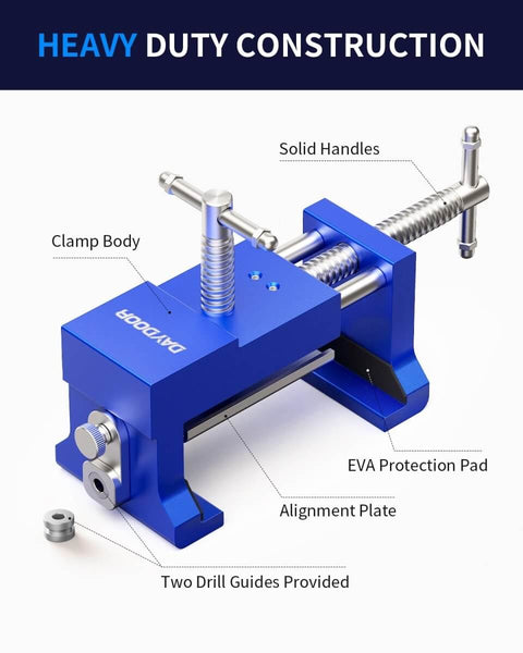 Heavy Duty Cabinet Clamps 4 Pack With Built In Drill Guide And EVA Protection, Cast Steel Construction, Face Frame Alignment Tool, Blue