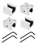 Four Pack SBR20UU Linear Bearing Blocks 20mm Open Slide Bearings For SBR20 Linear Motion Shafts Guides And Rails Ideal For 3D Printers CNC Routers Aluminum Silver with wrenches
