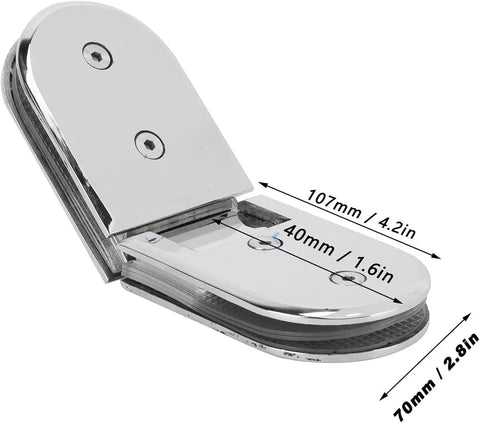 Beefy 135 Degree Door Hinges For 8 To 12mm Glass, gate clamp shower door bracket hinge plated clip, sleek mirror finish