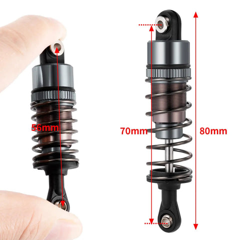Oil Filled RC Shock Absorber Kit Four Piece Upgrade With Beefed Up Damping 1/10 Scale 70mm Front 95mm Rear Dampers Titanium CNC