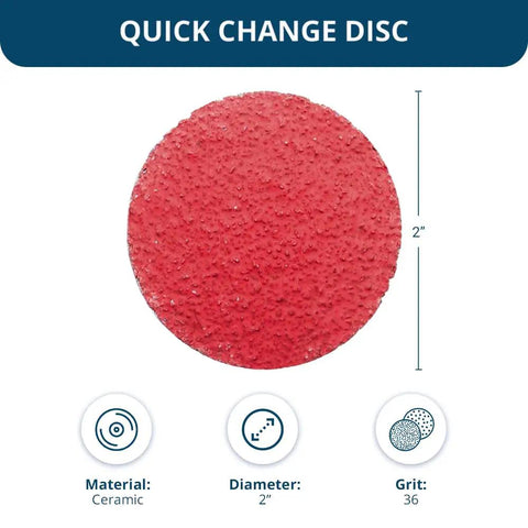 2 Inch Quick Change Sanding Discs Ceramic For Drill And Die Grinders Deburring Polishing Rust Removal Metal Prep Paint Stripping 25 Pack 36 Grit