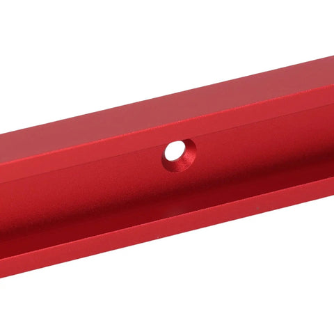 Heavy Duty Aluminum T Slot Rail And Slider Set With Double Groove Profile, detailed view of pre-drilled hole.