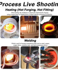 Process images showing the Rock Solid Heavy Duty High Frequency Induction Heater For Metal Heat Treatment And Blacksmithing Projects.