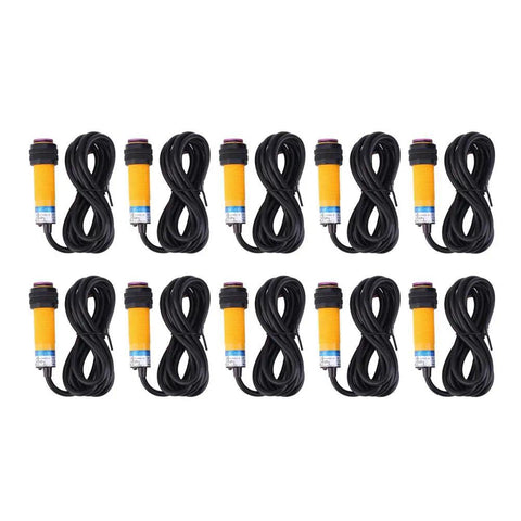 10 Pack Reflex Photoelectric Sensor For Diffuse Reflection, 200mA DC Three Wire PNP Output, No Inductive Load, 1.1m Cable