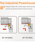 Diagram illustrating 60° triangular design for carbide inserts used in general-purpose turning and boring.