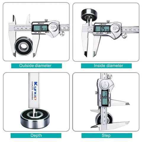 Using 12 Inch Digital Caliper With Stainless Steel Body And IP54 Splash Proof Protection for outside, inside, depth, step measurement