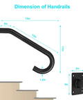 Tough As Nails Wall Mount Hand Rails For 1 To 3 Steps Heavy Duty Grade Steel with 13in length and 11in height for safe stair use.