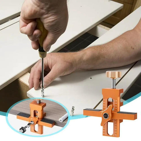 Adjustable Wardrobe Cabinet Door Panel Installer Jig for Easy Cabinet Frame Install Clamp, orange aluminum finish