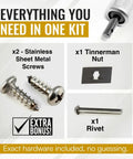 Hardware for Rugged Heavy Duty 10 Inch Retracted Hydraulic Door Closer Cylinder with screws, nut, rivet visible