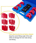 Fork Seal Driver Kit 14 Piece For Motorcycles with 6 adapter sizes, storage box, red nylon adapters for upside-down front forks