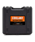 Front view of black coolant vacuum purge and refill kit case with handle; includes universal adapters; durable build.