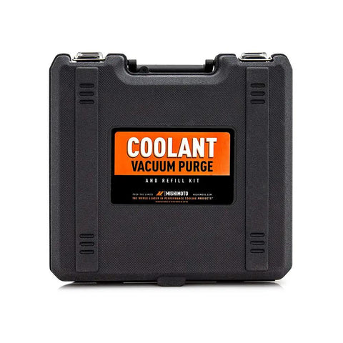 Front view of black coolant vacuum purge and refill kit case with handle; includes universal adapters; durable build.