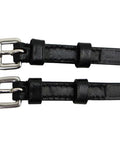 Premium English Leather Spur Straps For Western Riding, Solid Black Bridle Leather, Three Eighth Inch Wide, Includes One Pair