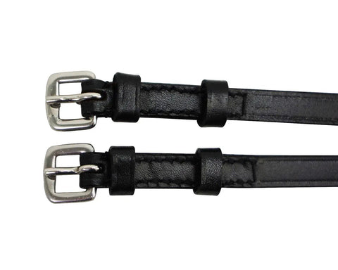 Premium English Leather Spur Straps For Western Riding, Solid Black Bridle Leather, Three Eighth Inch Wide, Includes One Pair