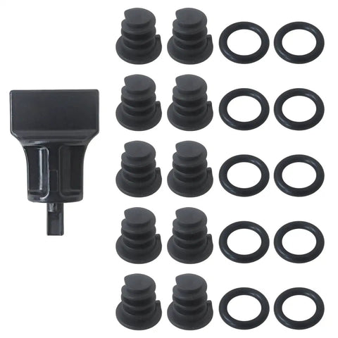 Get That Fresh Oil Change Without The Hassle With This Hilanda Upgraded Complete Car Oil Drain Plug Kit For Vw And Audi Models Featuring TSI Engines. You Get All 10 Essential Plugs Plus The Necessary Tools To Seal Every Bottle Like A Pro. No More. 10-piece black plastic VW Audi TSI oil drain plug kit with sealing tool