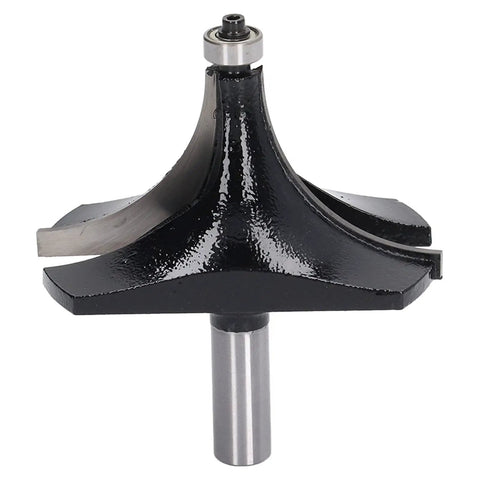 Top Tier Tungsten Carbide Roundover Router Bit With 1/2 Inch Universal Shank, black and silver, for smooth wood trimming.