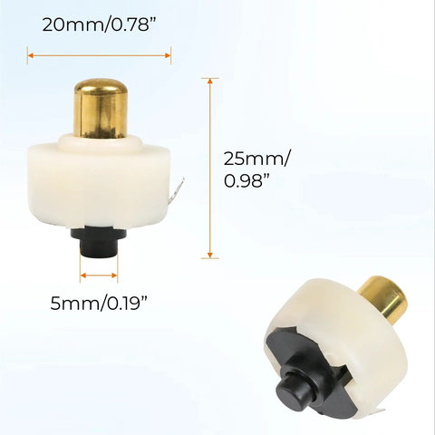 Two Pack 20mm Flashlight Tailcap Switch Replacement Push Button On Off White Round Torch Switch For LED Flashlight Models Compatible And Easy Install Durable Reliable Power Switch For High Brightness Torches 20mm white plastic switch with 25mm height
