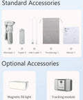 Image showing standard and optional accessories for 8.4 Inch Extendable Smartphone Gimbal With AI Tracking And Gesture Control.