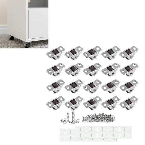 20Lots Furniture Casters, Bottom Mounted for Secure Installation, set of 20 small steel casters with screws and adhesive pads.