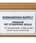 Box of Premium Half Inch Serrated PET Strapping Seals Bulk Pack Of 1000 Beefy Polyester Strap Clips with Secure Grip Teeth for Heavy Duty Tie Downs