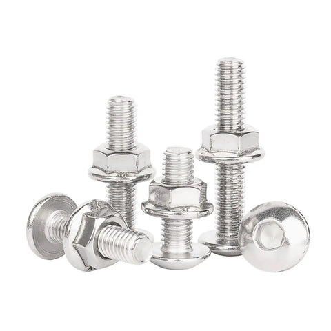 Heavy Duty M6 Hex Socket Screws With Oversized Flat Head Countersunk Design And Matching Flange Nuts Kit, Stainless Steel 304, M6x45