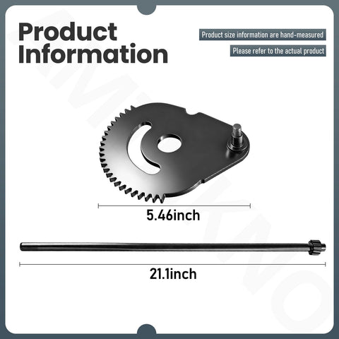 Steering Shaft Five Eighths Inch With Sector Gear Kit And Pinion Gear Bearing Set dimensions showing gear and rod.