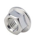 50 Pcs Hex Flange Nuts M10 X 1.25mm Stainless Steel 304 Serrated Flange Lock Nuts Bright Finish Deep Full Thread Heavy Duty for Auto Marine and DIY Projects, close-up