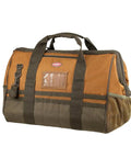 Gatemouth 20 Inch Tool Bag Brown With Wide Zip Opening And 36 Pockets Front Tech Pocket For Tablet Rugged Webbing Handles Built To Last