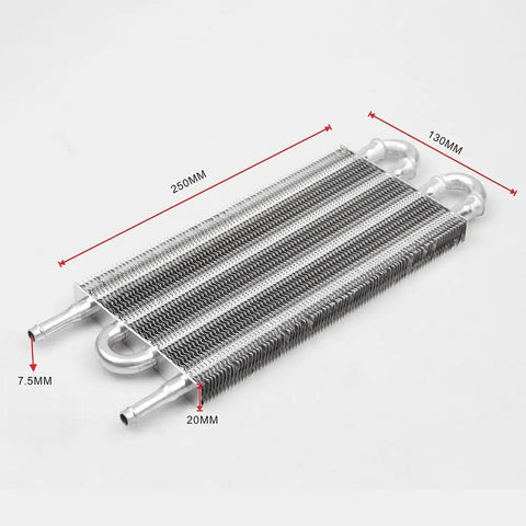 Heavy Duty 4 Row Aluminum Transmission Oil Cooler Universal Kit With 6 Pass Tube And Fin Design, Includes 6 AN Lines For Engine Cooling, 250mm x 130mm
