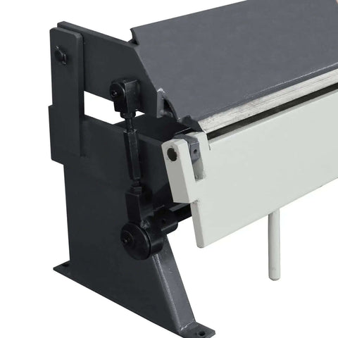 36 Inch Sheet Metal Brake For 20 Gauge Steel And Metals Heavy Duty Manual Bender adjustment mechanism close-up view.