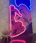 Lit Romantic Couple Neon Sign Led Wall Decor For Bedroom And Living Room, UV Printed Modern Neon Art 13.33 X 20 Inches, Easy Mount