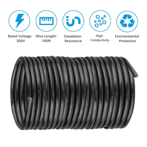 Coiled Workhorse 3 Conductor 18 AWG Copper Wire Extension Cord 100 Ft Black PVC Coated Flexible Power Cable 300V Insulated