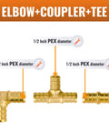 Half Inch PEX B Fittings Set 45 Piece Plumbing Kit With 15 Elbows 15 Tees And 15 Couplings Lead Free Brass Drinking Water Safe