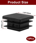 12 Pack One And One Quarter Inch Square Plastic End Caps And Plugs For Square Tubing Posts Chairs And Furniture Durable 32mm Square Tube Caps