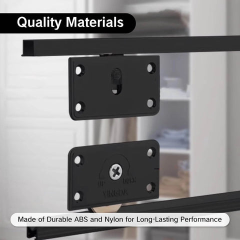 2 Pack Sliding Cabinet Door Hardware Kit Black Hidden Track System With Durable ABS And Nylon Wheels close-up view