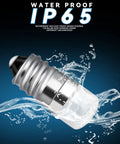 Slick E10 Miniature Bulbs 2 Pack House Number Light Replacement For 10 To 30 Volt Wiring IP65 waterproof bulb shown in water.